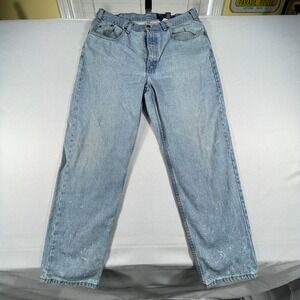 Eddie Bauer Denim Mens Relaxed Fit Light Wash Distressed Jeans Made in USA 36x32